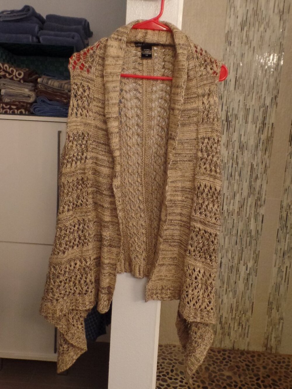 United States Sweaters Loose Knit Bohemian Shawl Vest - Unisex - Size 1X